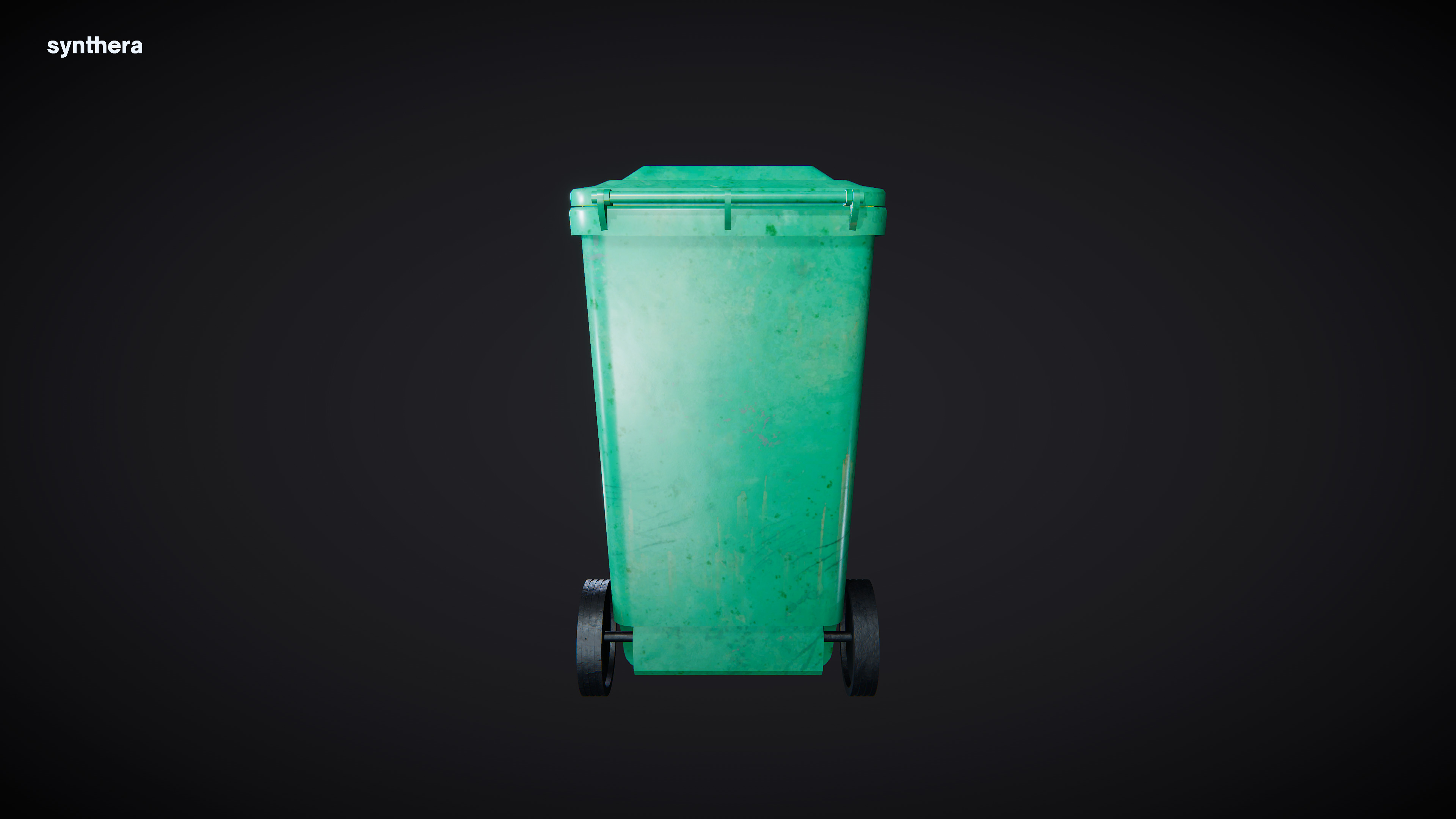 Trash Can Green Wheeled 01 3D model_2