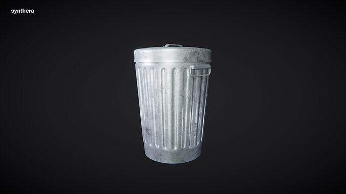 Trash Can Galvanized Steel 01 3D model