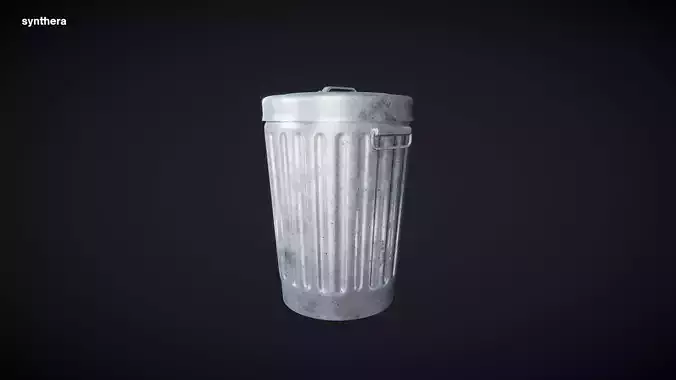 Trash Can Galvanized Steel 01