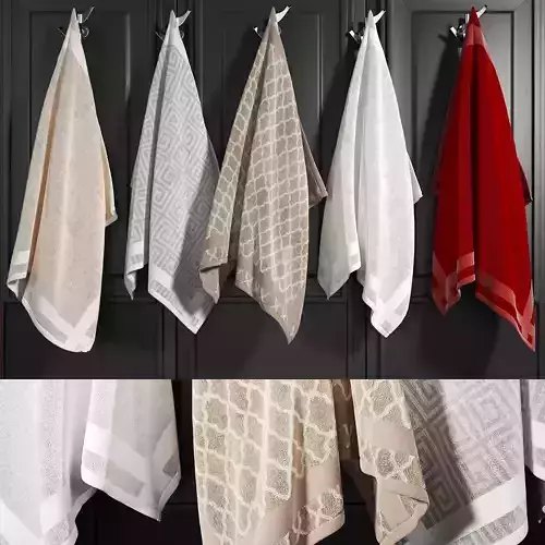Towels 1 set of hanging on door 3D model