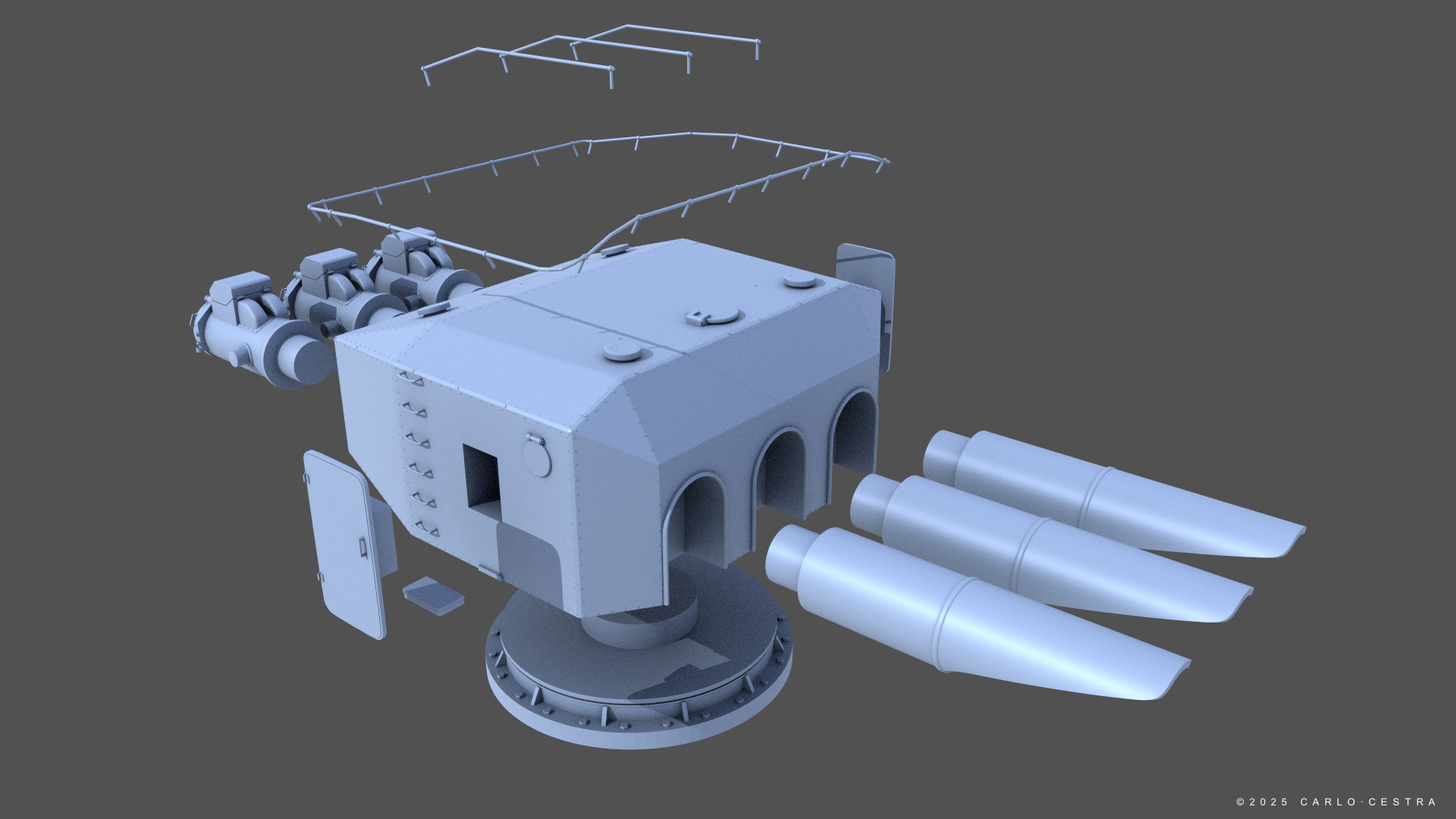 Type93 ww2 japanese torpedo launcher 1-100 scale 3D print model_11