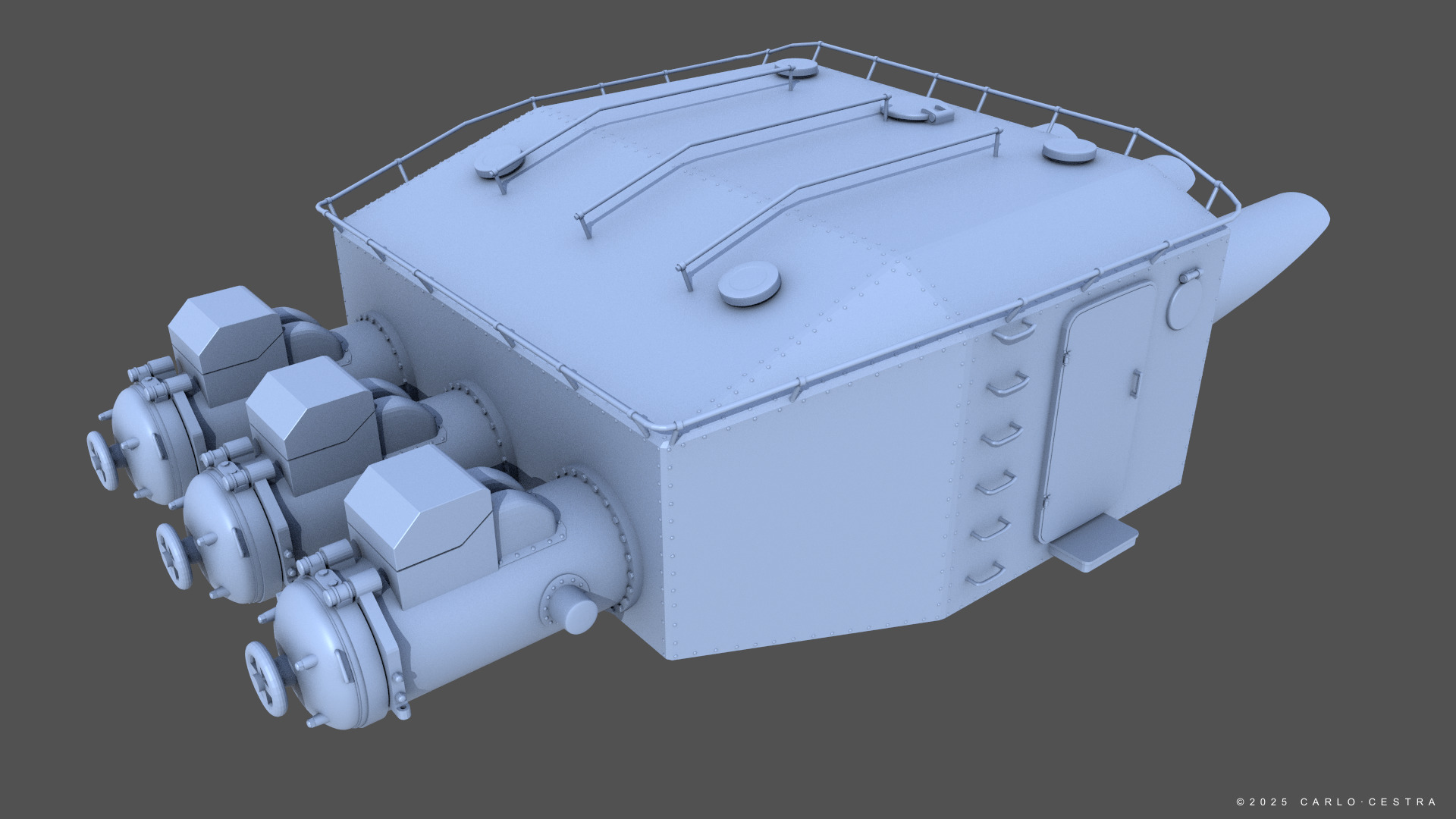 Type93 ww2 japanese torpedo launcher 1-100 scale 3D print model_1