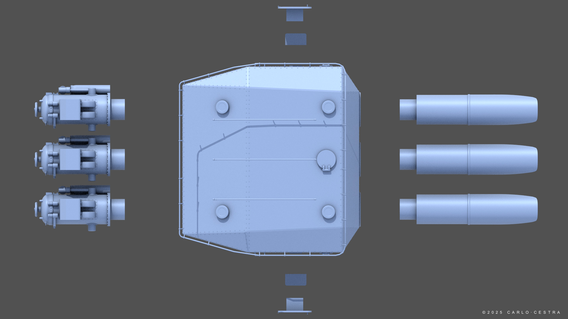 Type93 ww2 japanese torpedo launcher 1-100 scale 3D print model_21