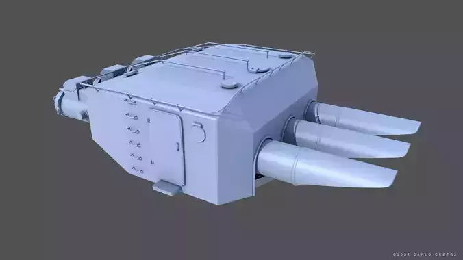 Type93 ww2 japanese torpedo launcher 1-100 scale 3D print model