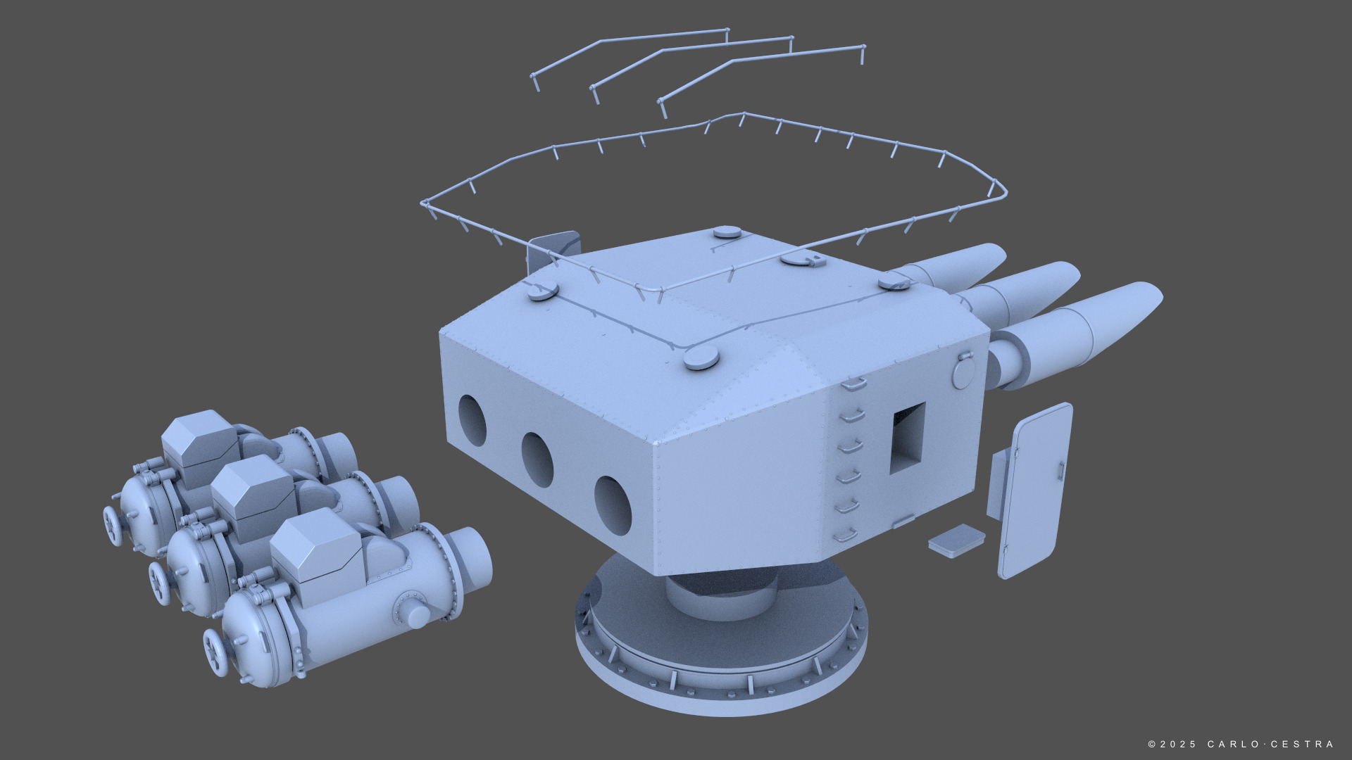 Type93 ww2 japanese torpedo launcher 1-100 scale 3D print model_12