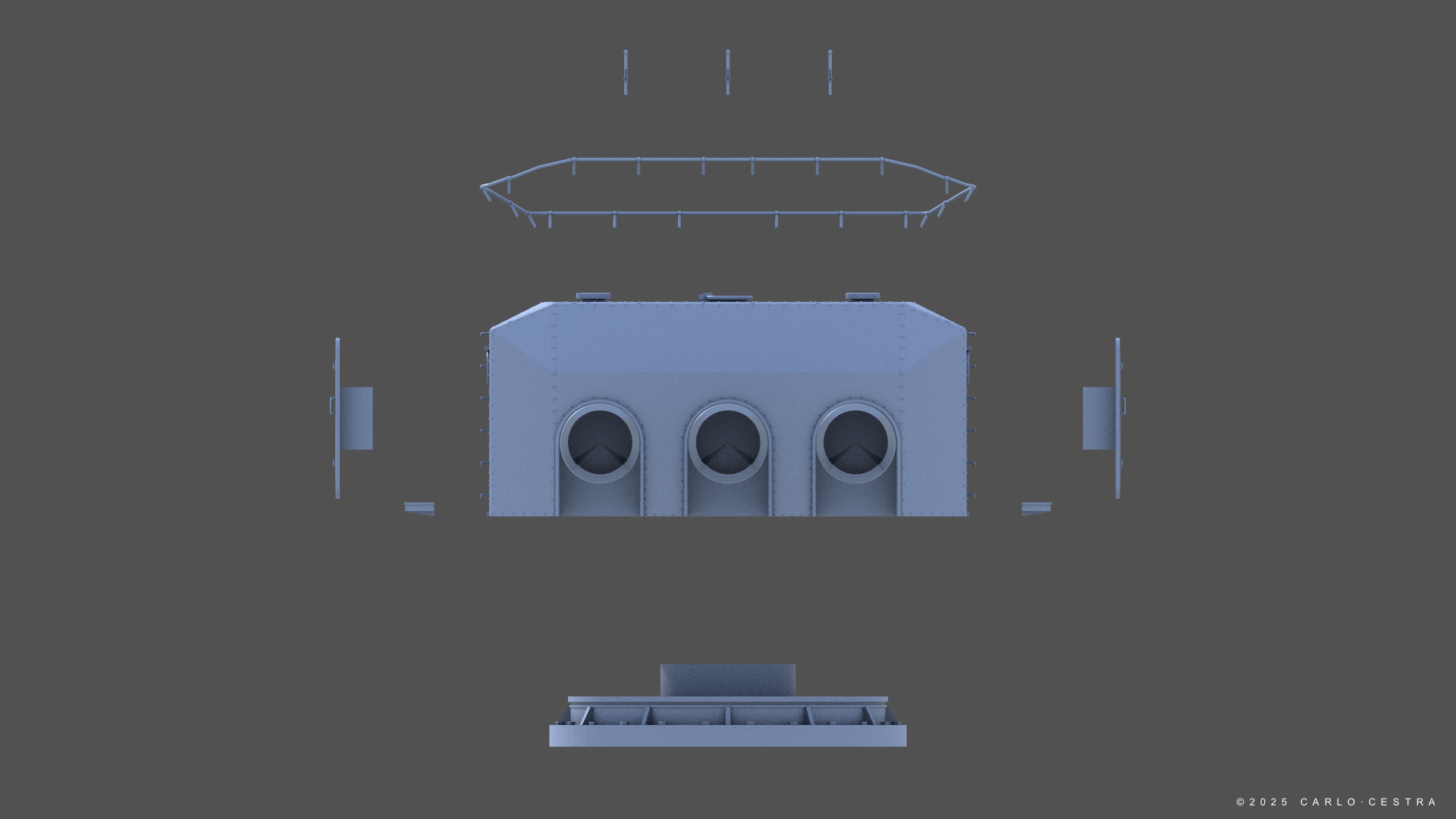 Type93 ww2 japanese torpedo launcher 1-100 scale 3D print model_19