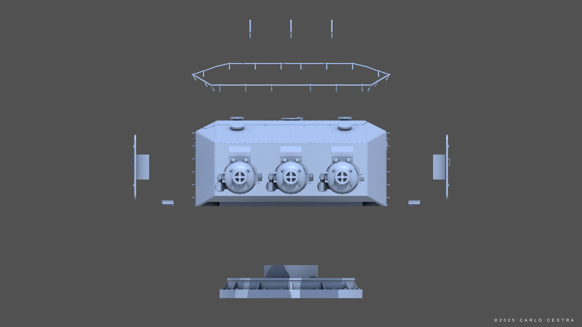 Type93 ww2 japanese torpedo launcher 1-100 scale 3D print model_20