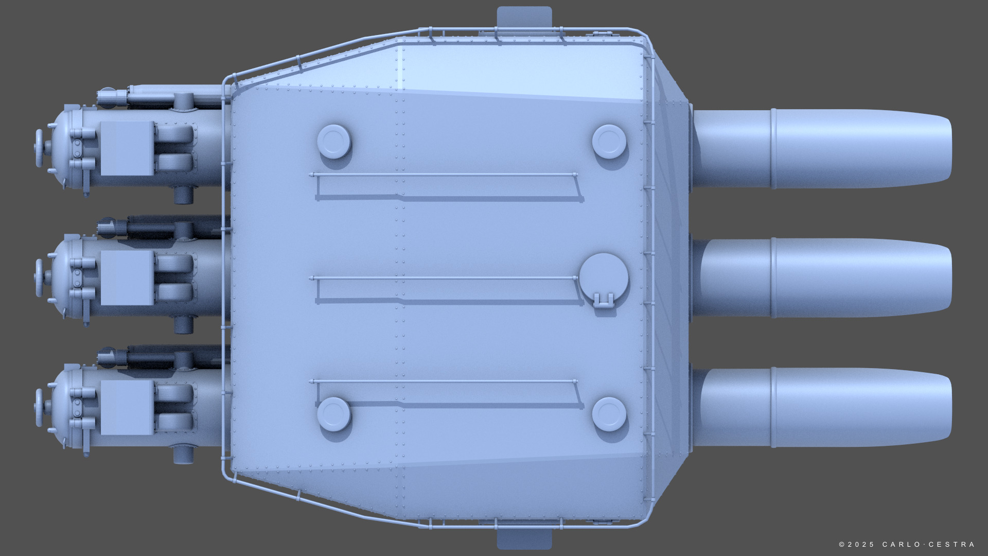Type93 ww2 japanese torpedo launcher 1-100 scale 3D print model_10