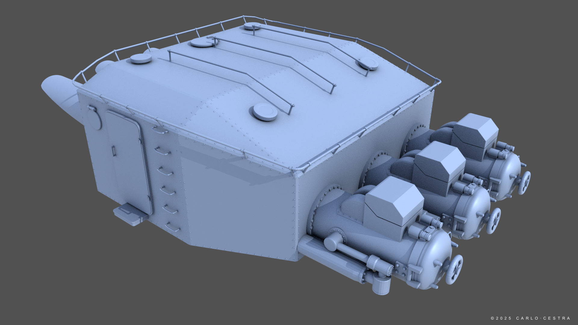 Type93 ww2 japanese torpedo launcher 1-100 scale 3D print model_2