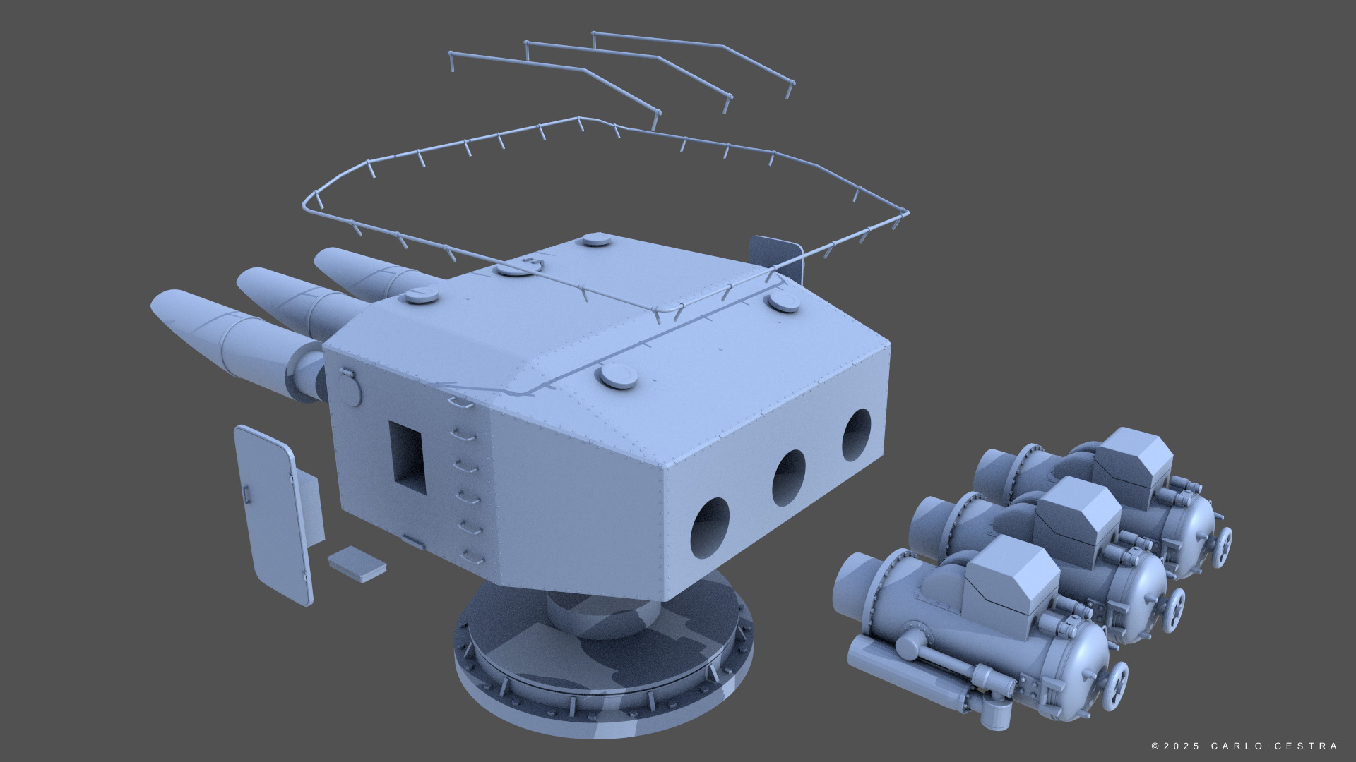 Type93 ww2 japanese torpedo launcher 1-100 scale 3D print model_13