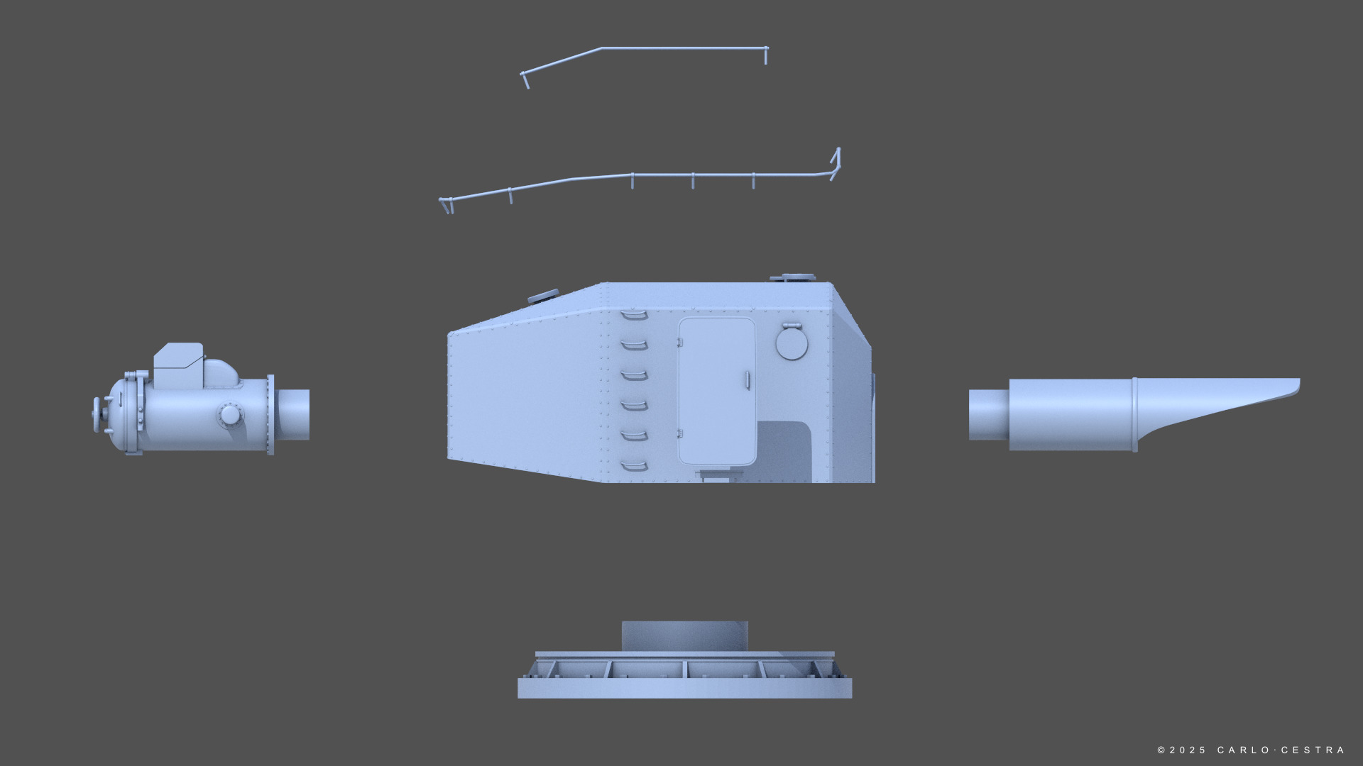 Type93 ww2 japanese torpedo launcher 1-100 scale 3D print model_18