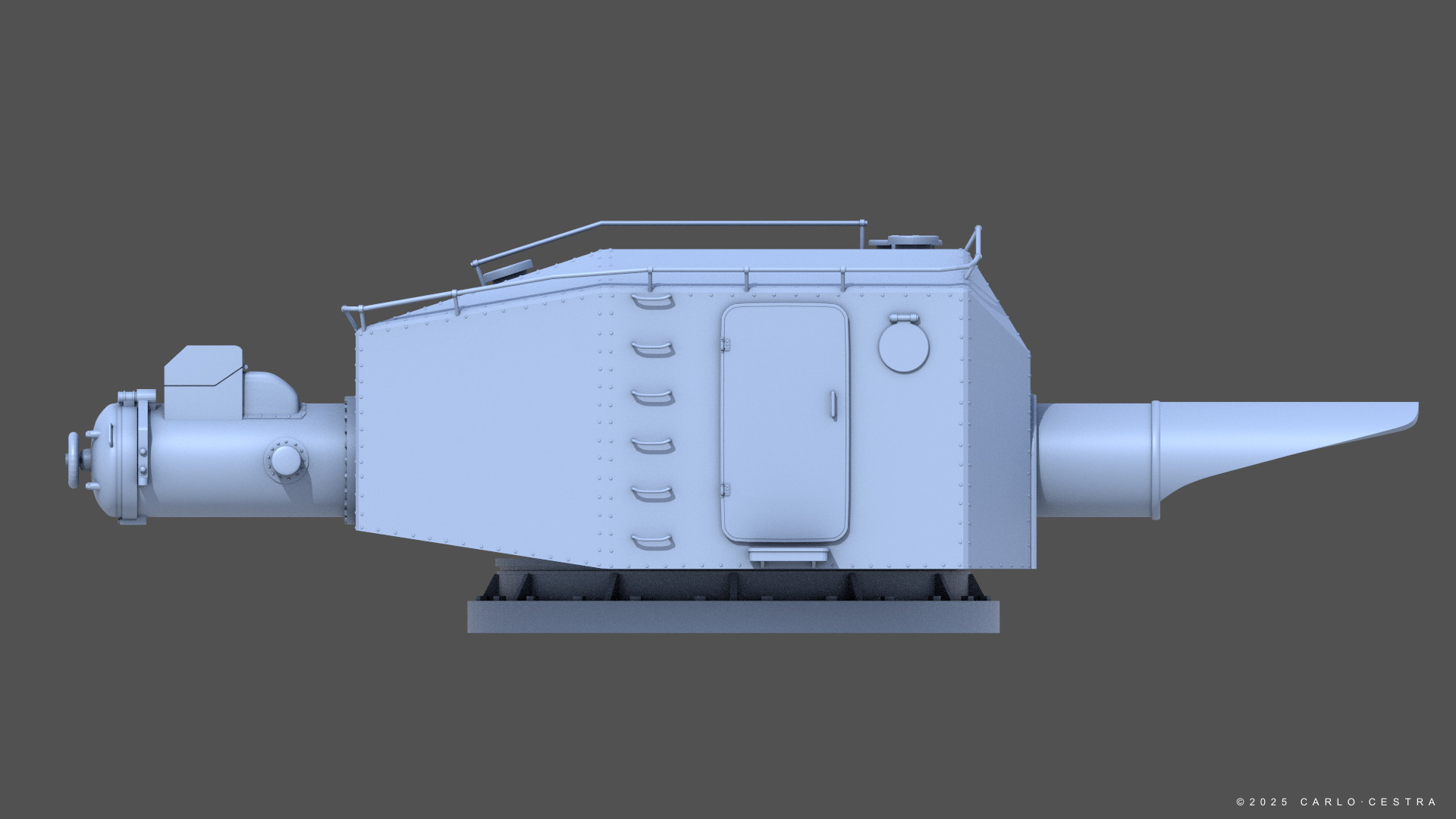 Type93 ww2 japanese torpedo launcher 1-100 scale 3D print model_7