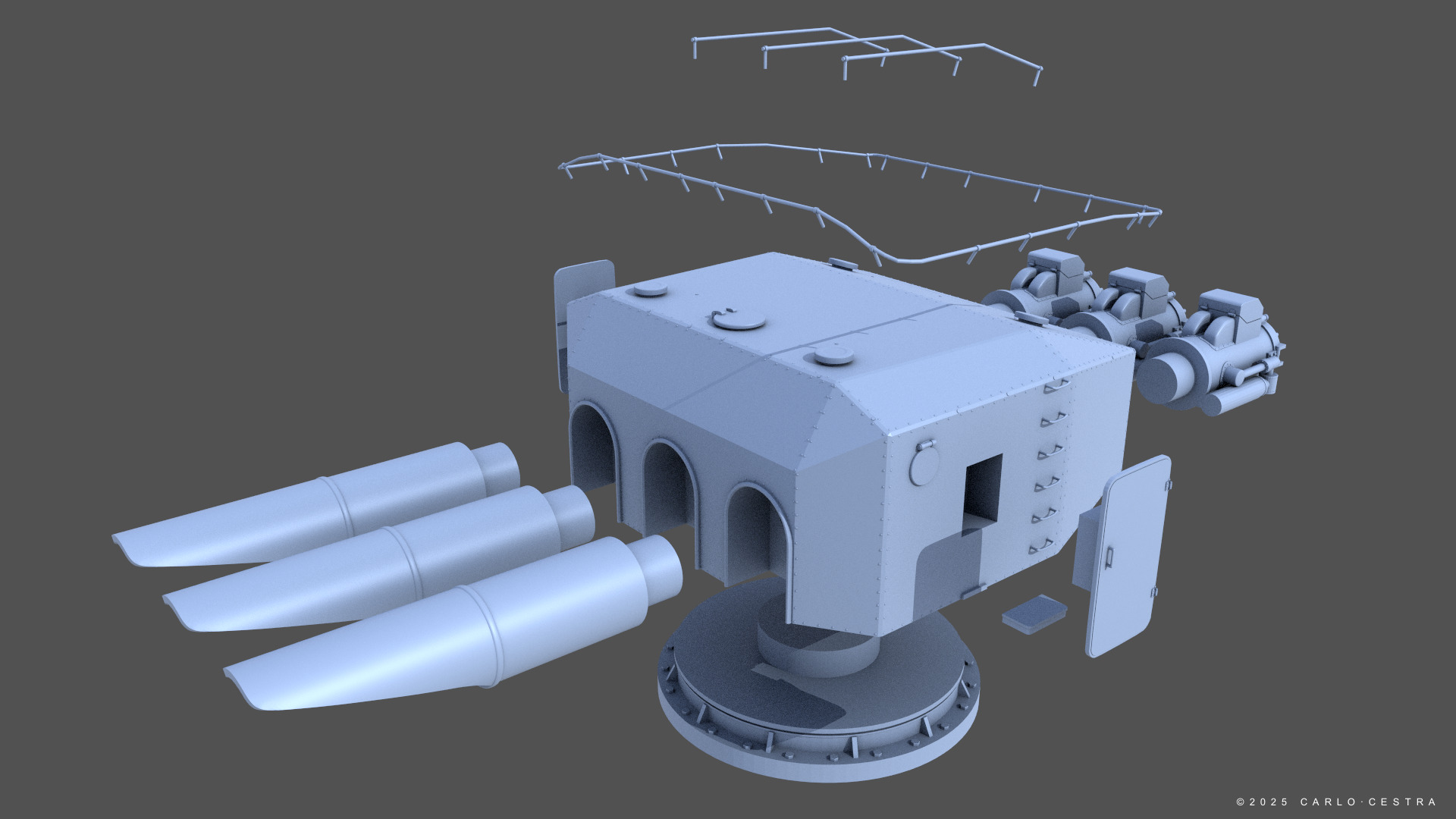 Type93 ww2 japanese torpedo launcher 1-100 scale 3D print model_14