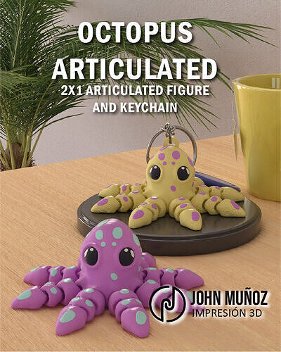 Octopus  Articulated Version and Keychain 3D print model