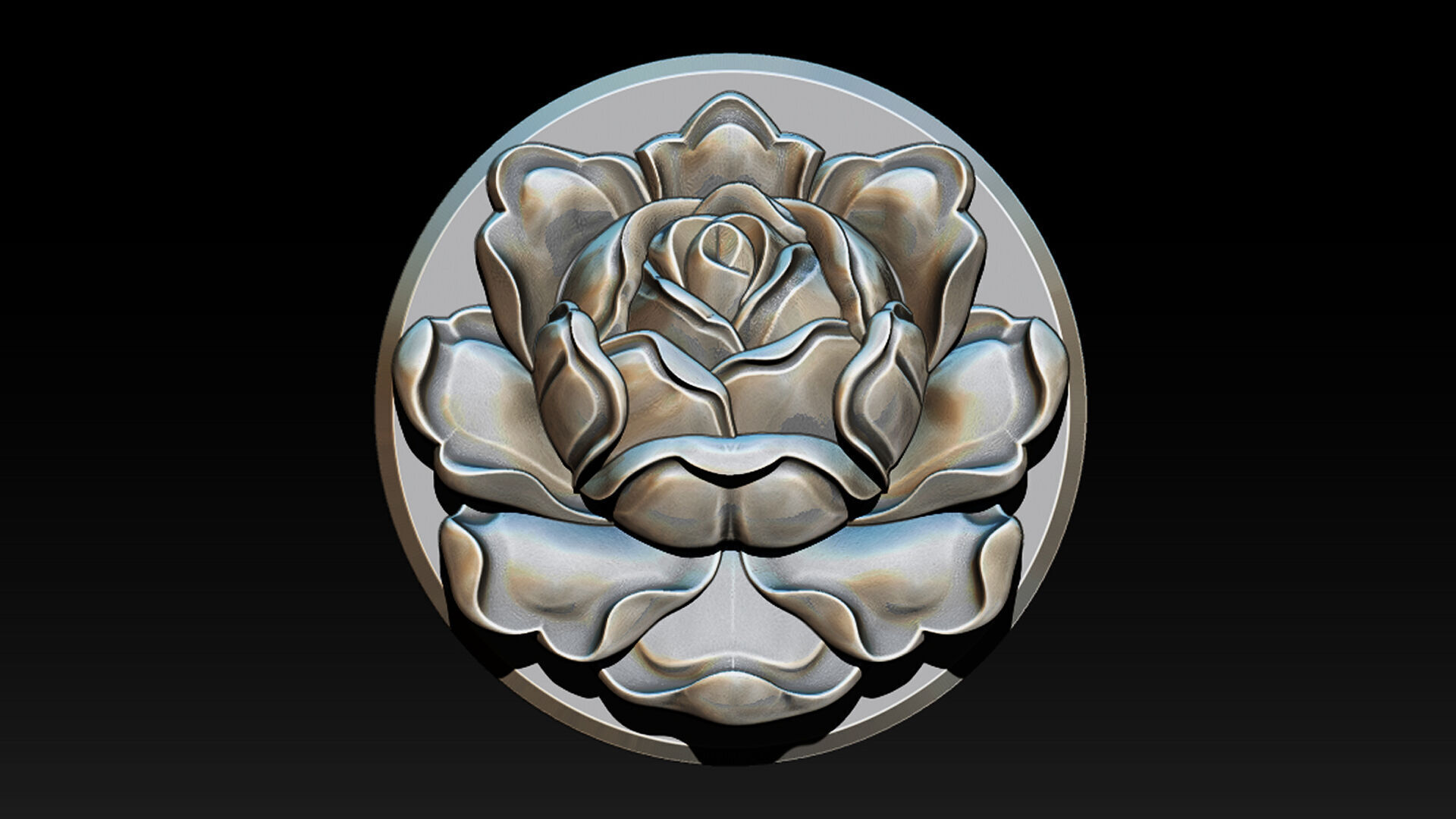 Rose Pendant A Bloom in Silver 3D print model_3