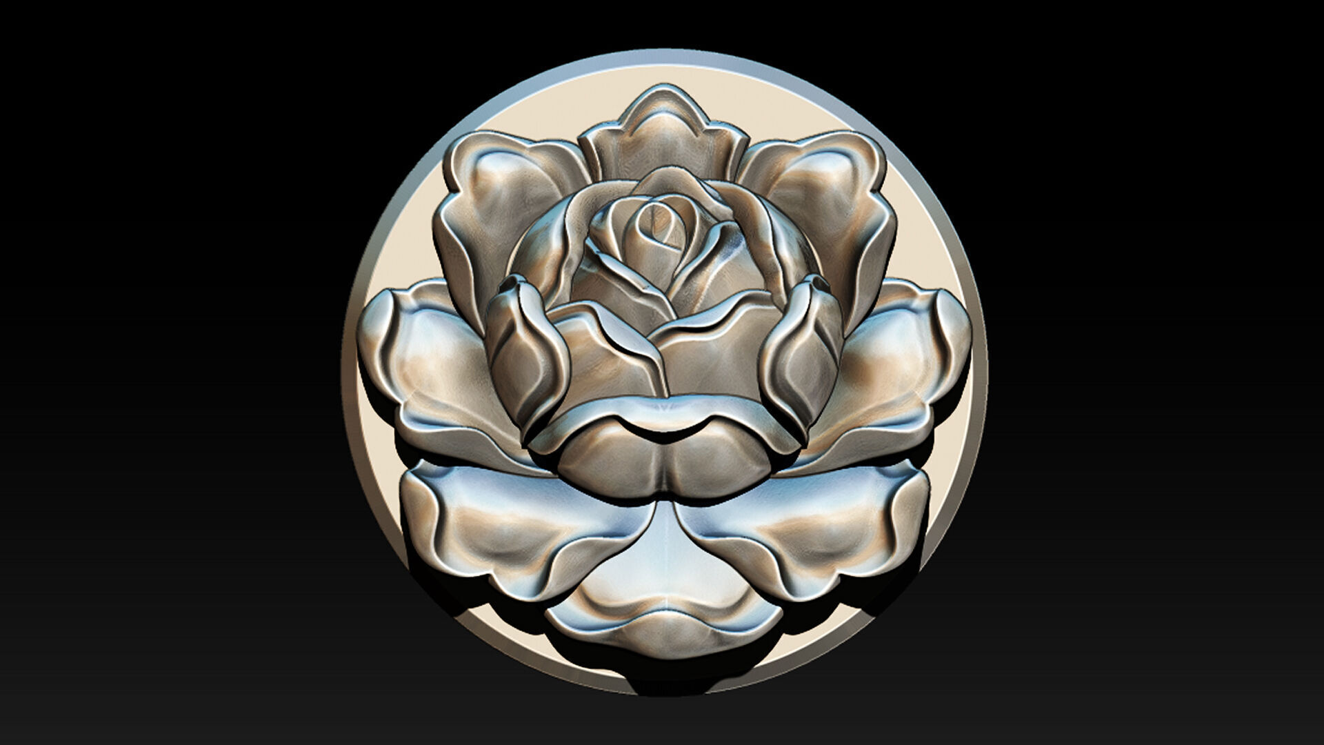 Rose Pendant A Bloom in Silver 3D print model_7
