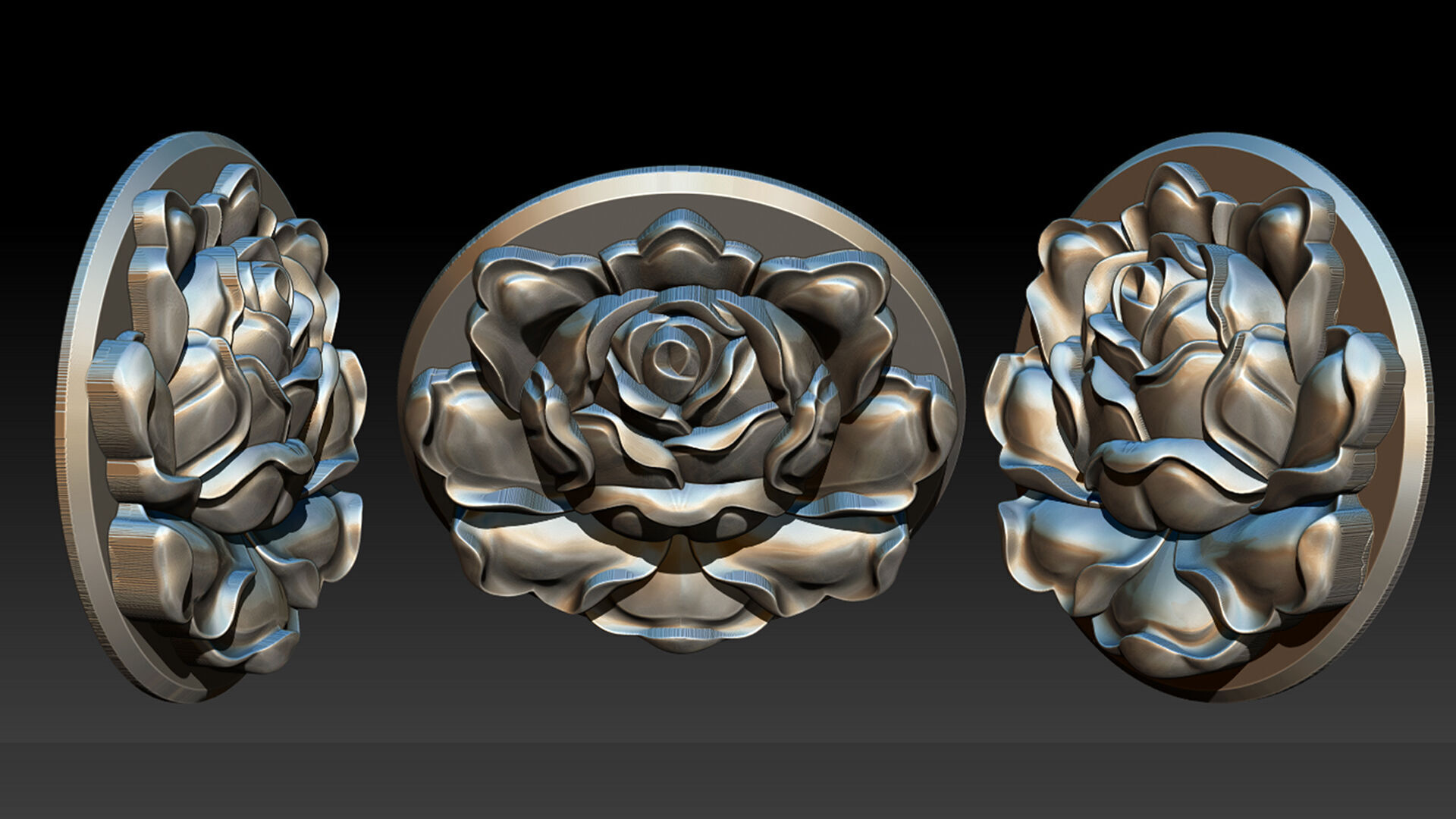 Rose Pendant A Bloom in Silver 3D print model_11