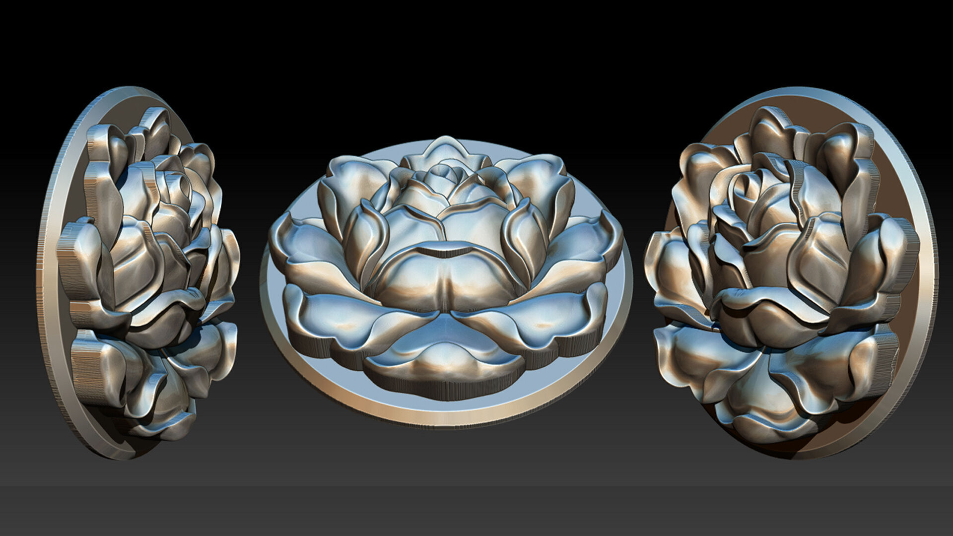 Rose Pendant A Bloom in Silver 3D print model_16
