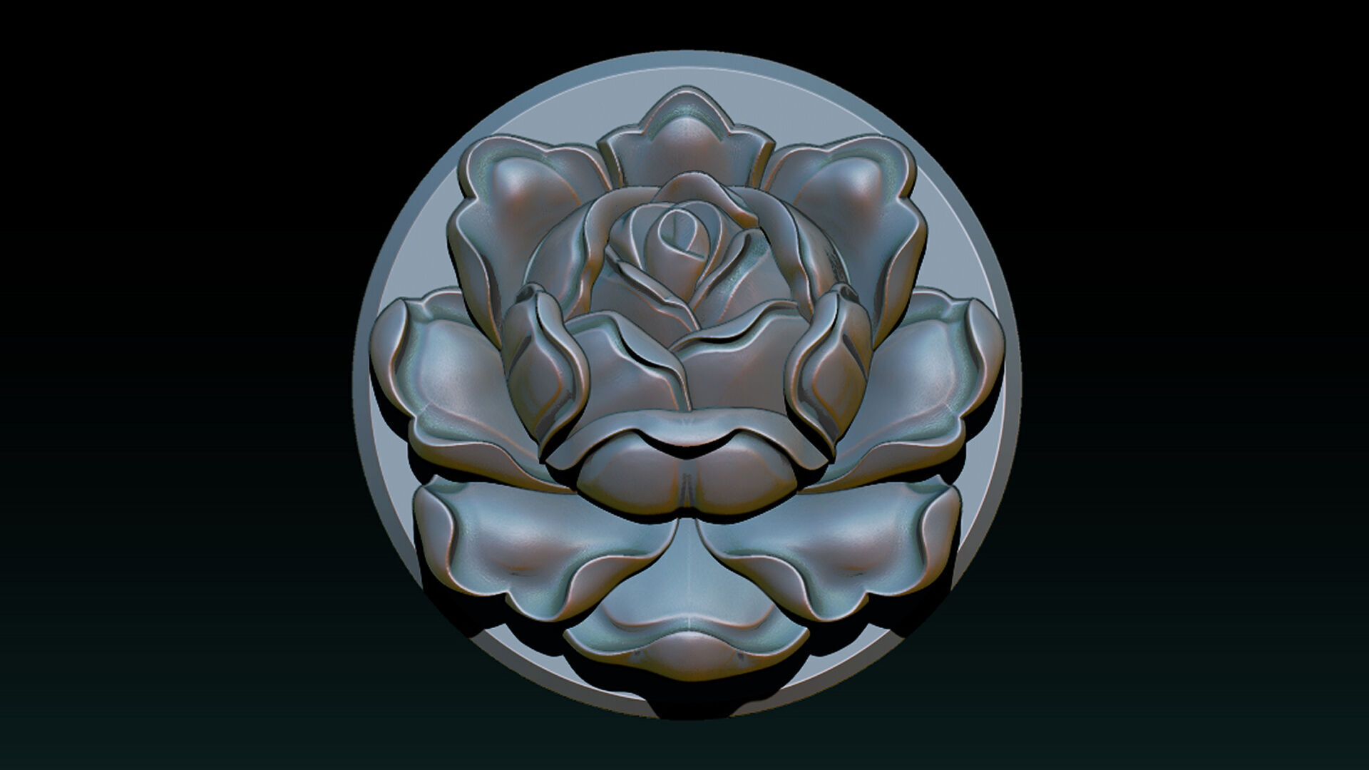 Rose Pendant A Bloom in Silver 3D print model_2