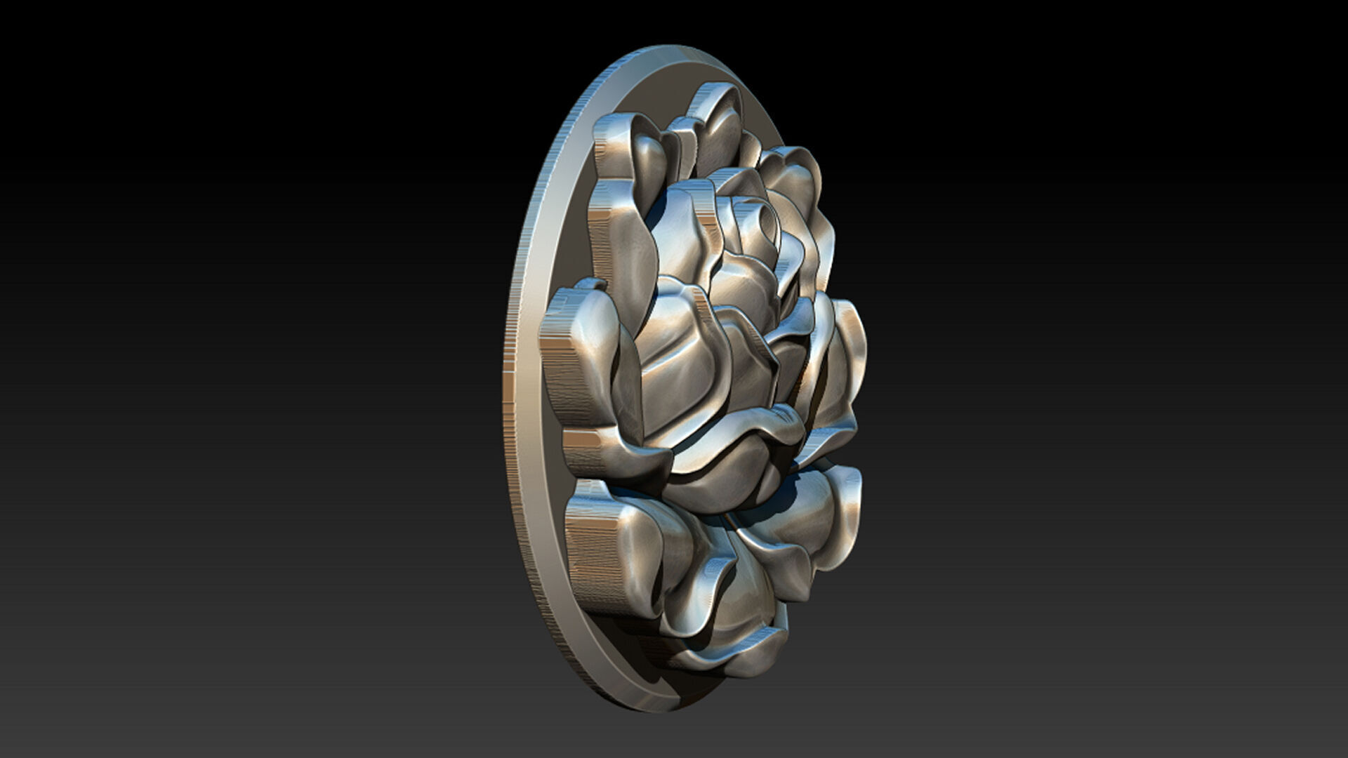 Rose Pendant A Bloom in Silver 3D print model_4