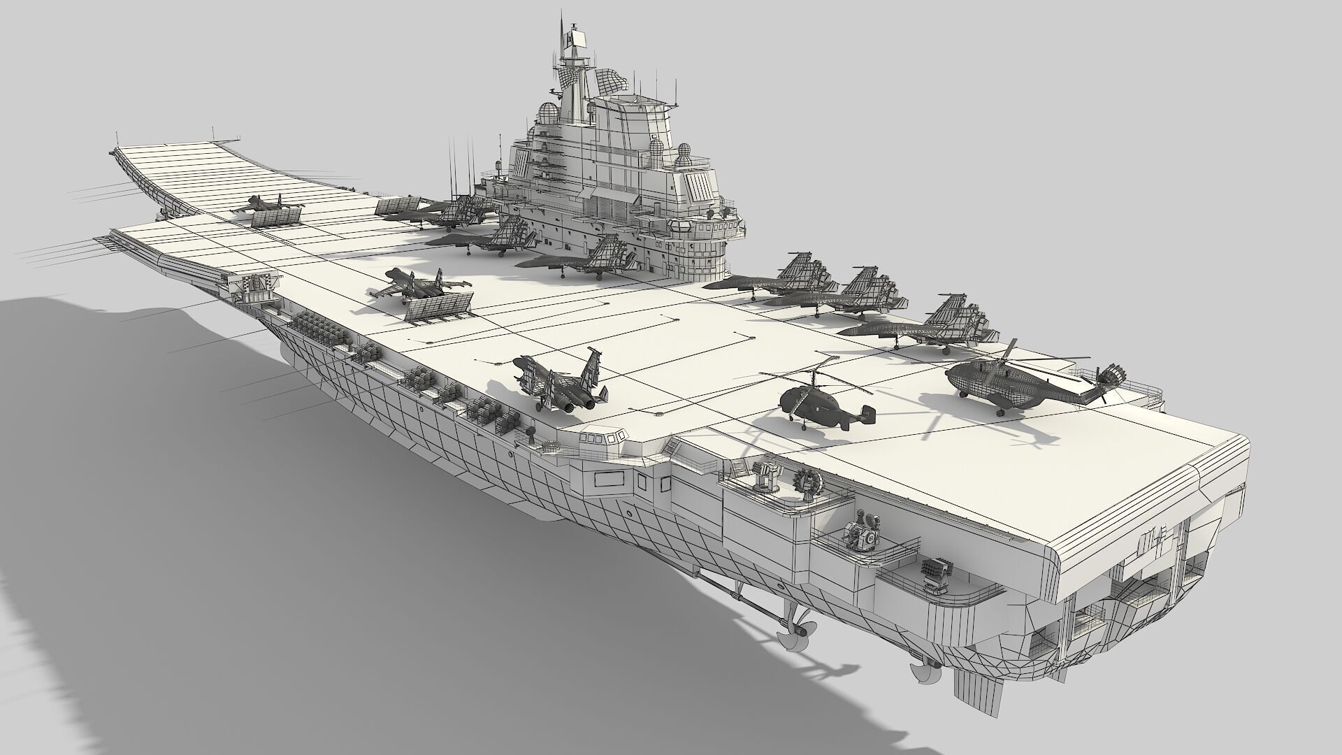 Chinese aircraft carrier CV-16 Liaoning 3D model_10