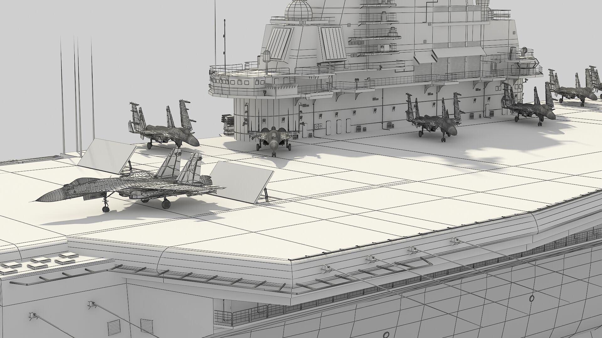 Chinese aircraft carrier CV-16 Liaoning 3D model_12