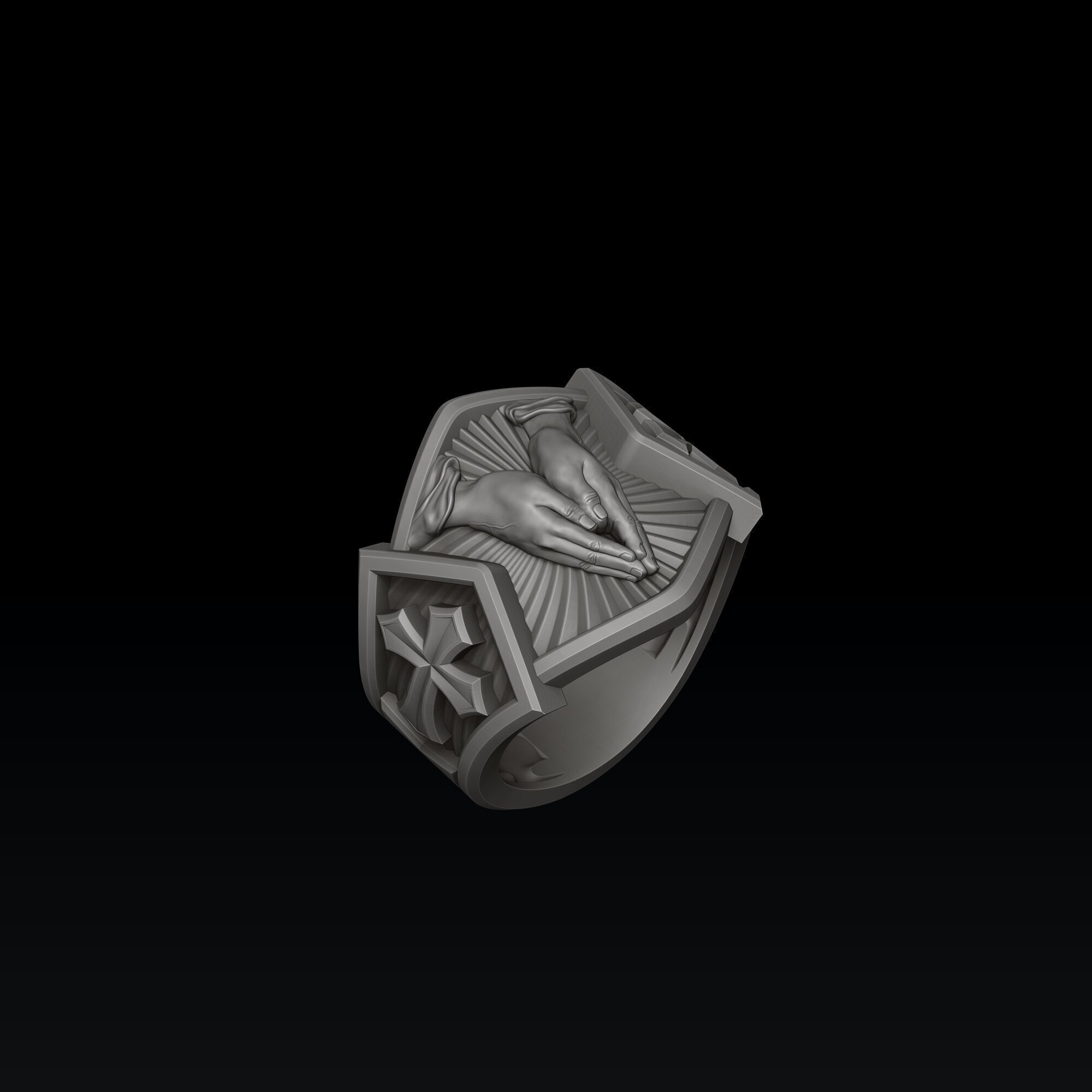 Praying Hands Ring 3D print model_2