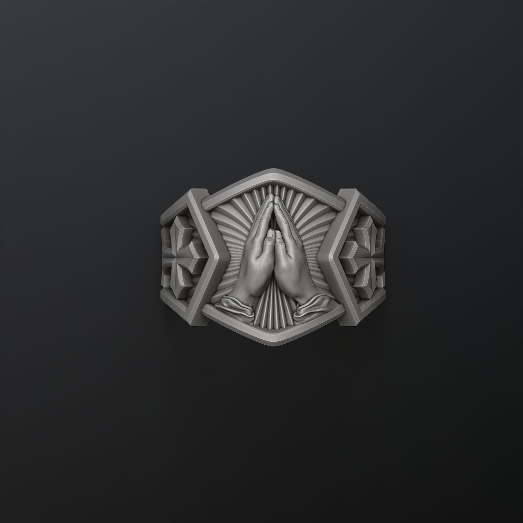 Praying Hands Ring 3D print model_4