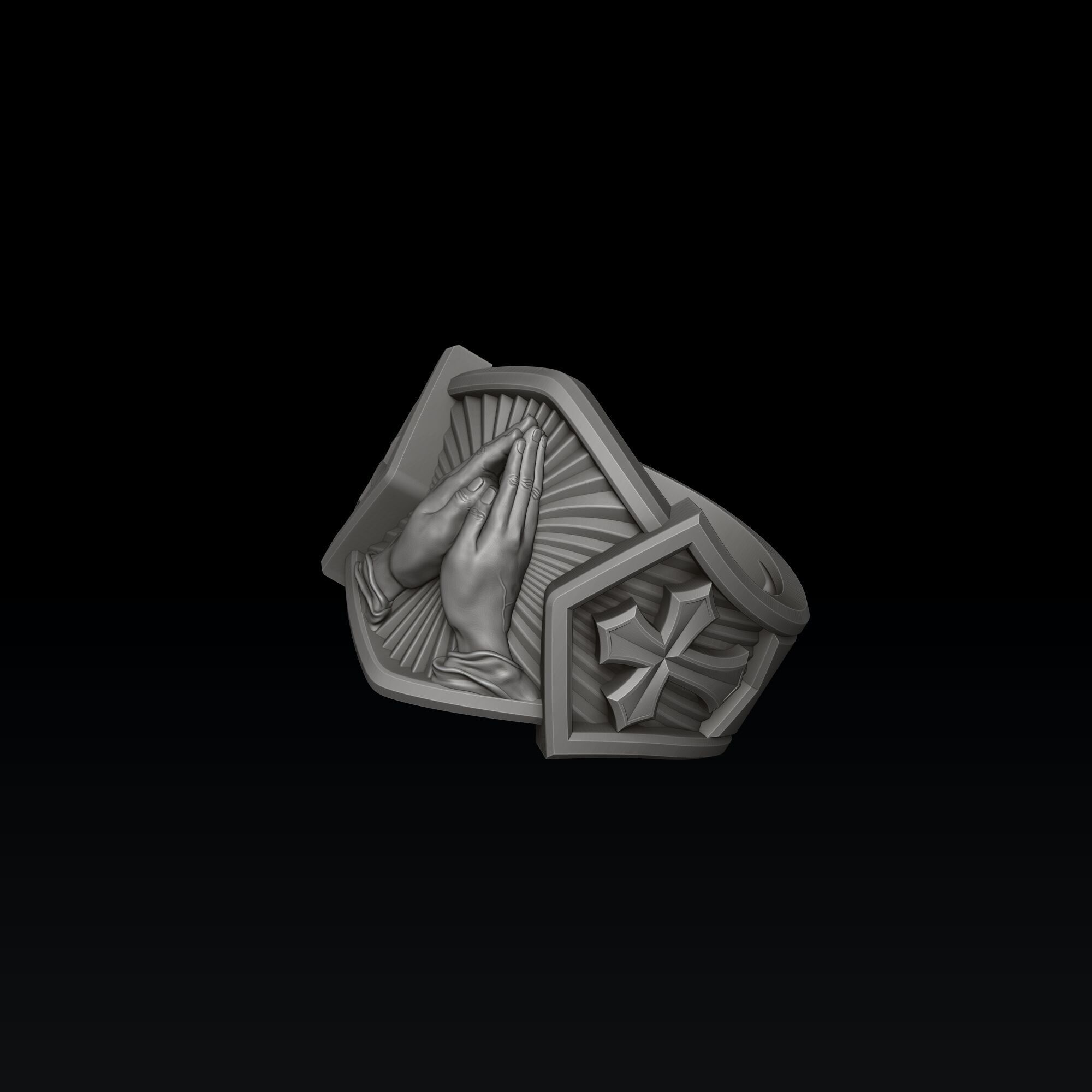 Praying Hands Ring 3D print model_1