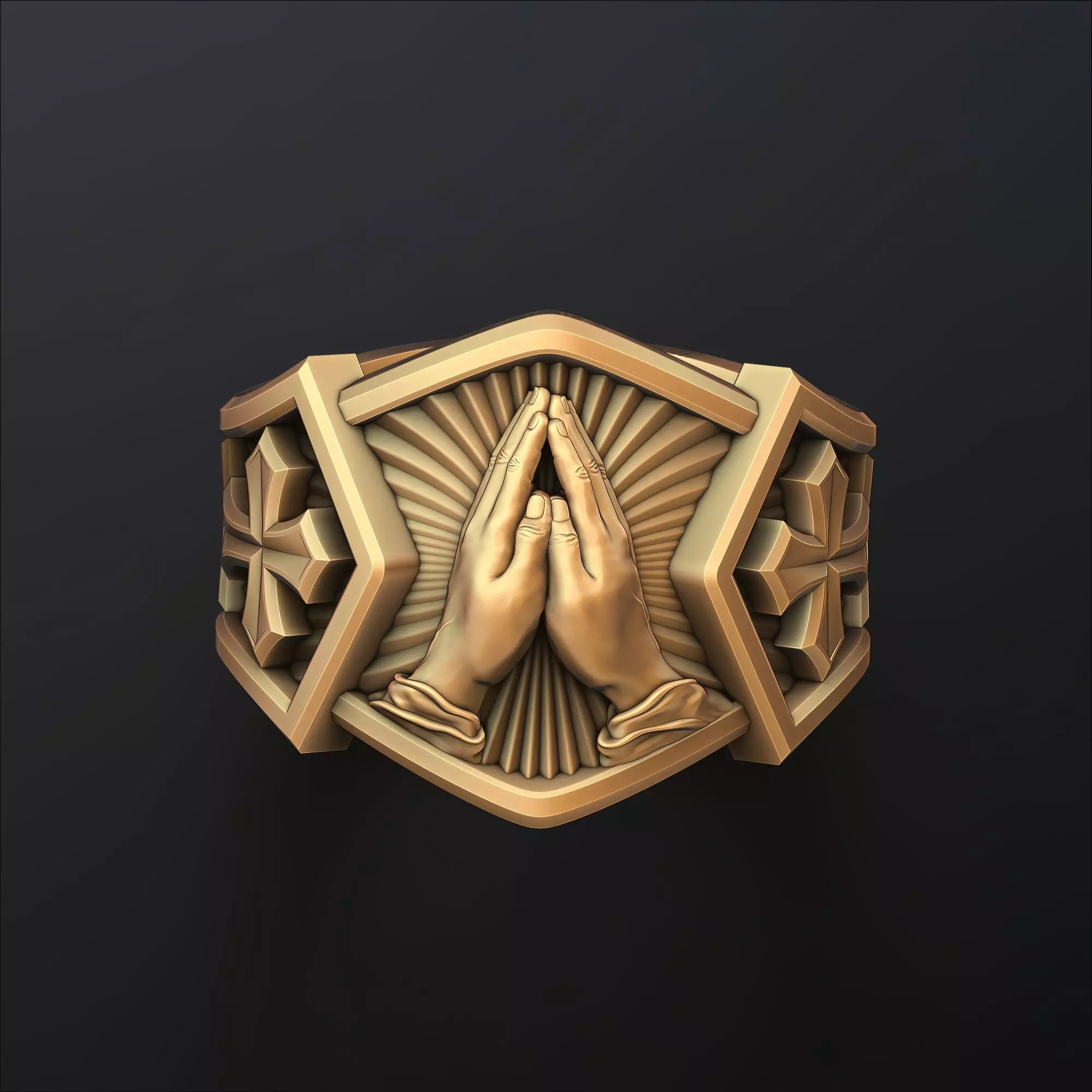 Praying Hands Ring 3D print model_0
