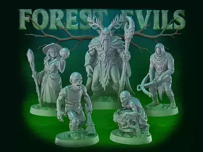Forest Evils Miniature Set - 3D Printable Models STL OBJ