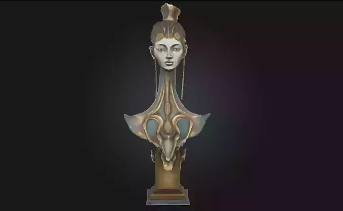 Mystical Fusion Bust  A Sculpture of Arcane Harmony