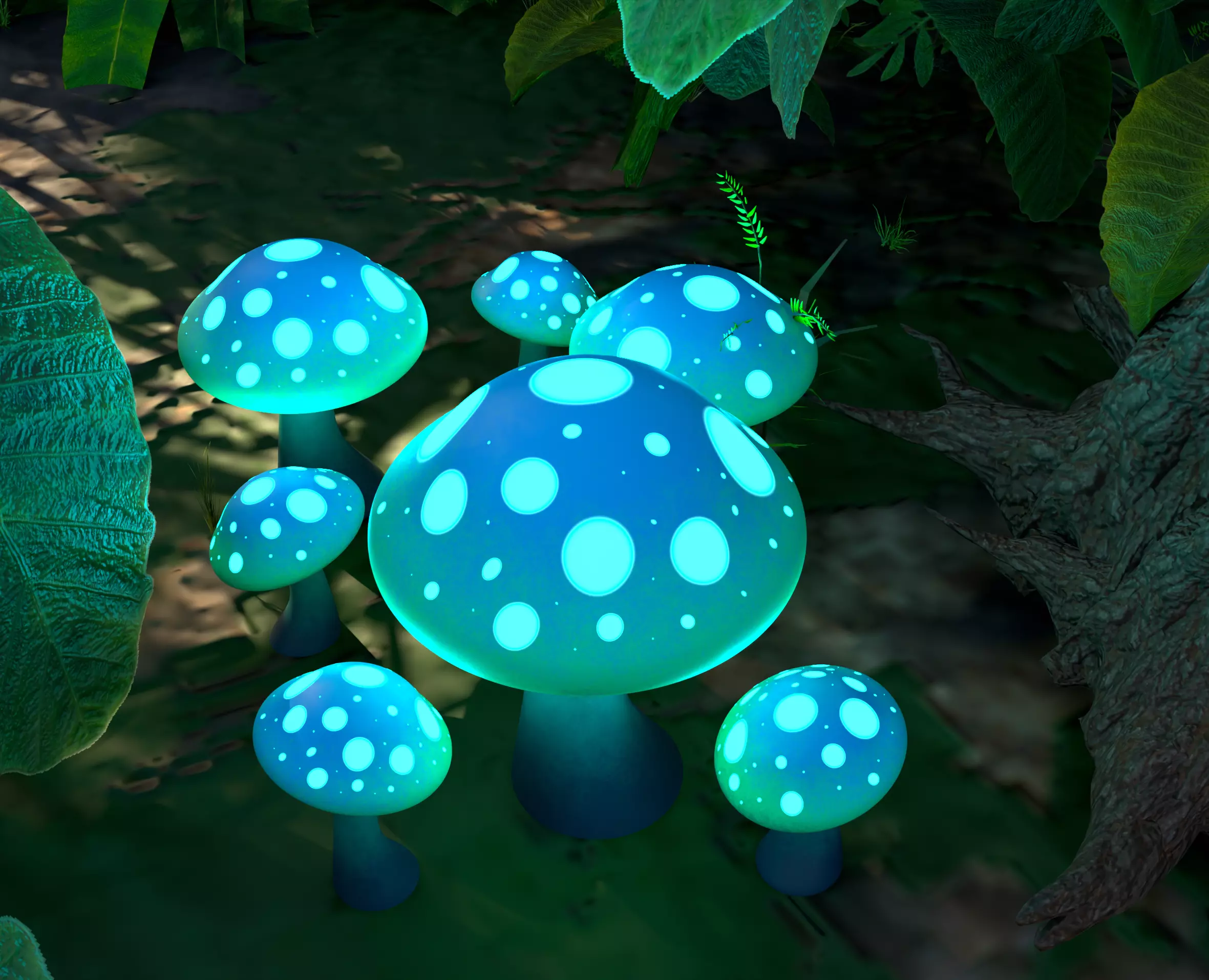 Stylized Neon Mushroom Low Poly 3D Model Low-poly 3D model_1