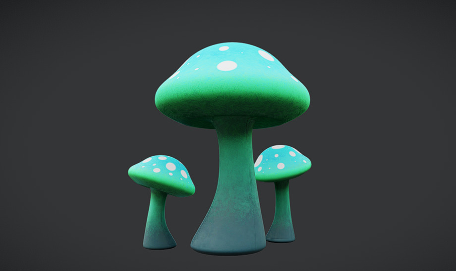 Stylized Neon Mushroom Low Poly 3D Model Low-poly 3D model_3