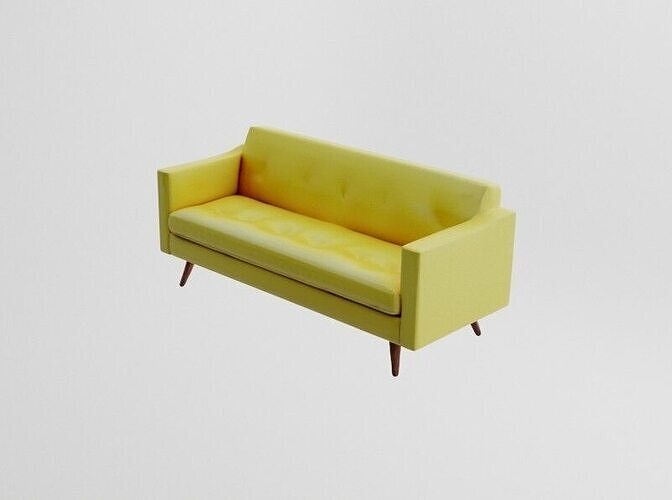 Modern Contemporary Yellow Sofa Couch Free low-poly 3D model
