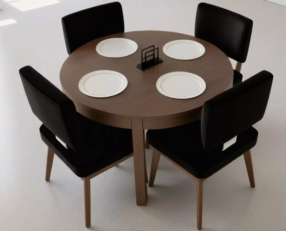 Stylish 3D Dining Table Set Pack 2 Unique Designs with Chairs Low-poly 3D model