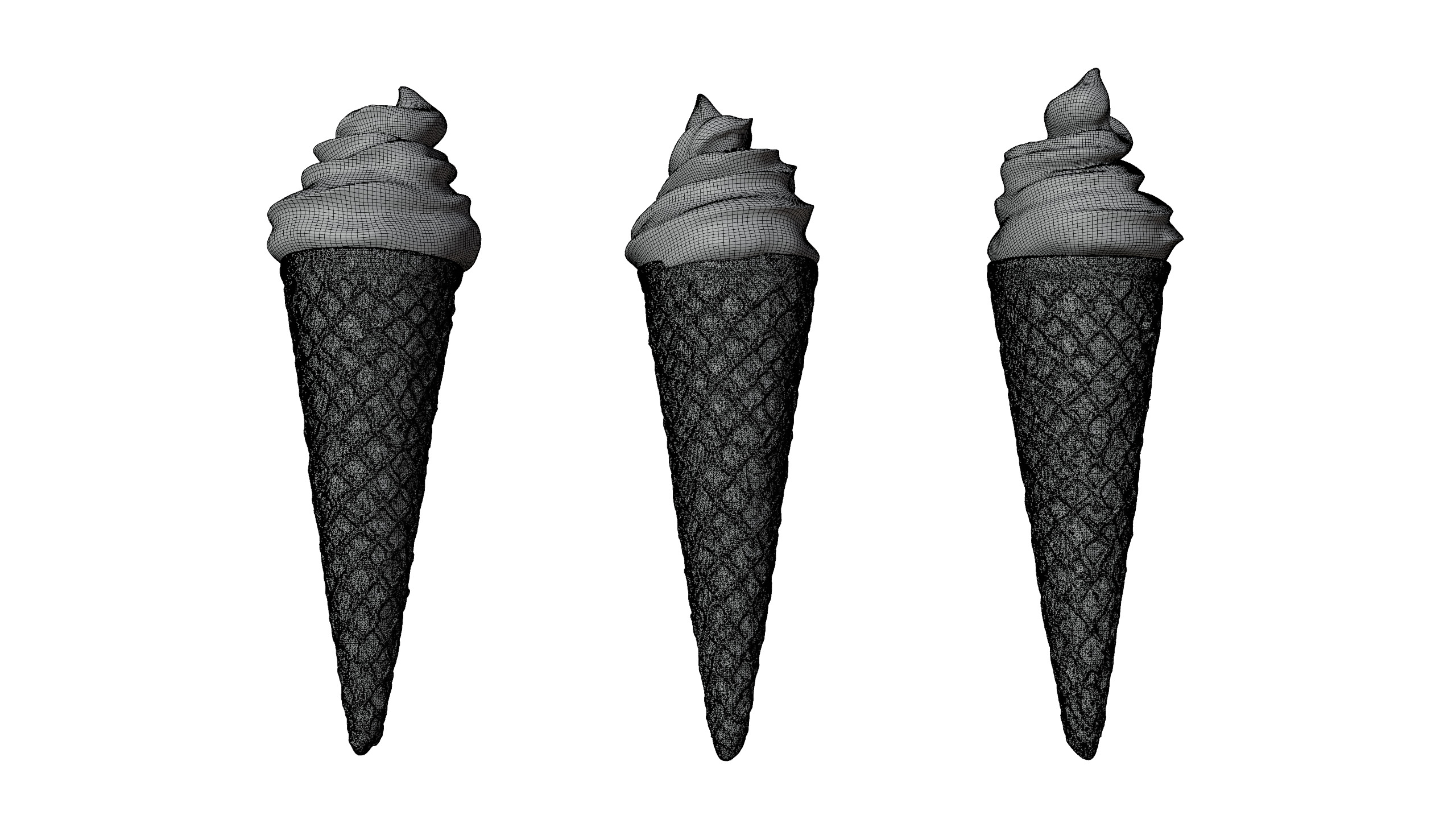 Soft Serve Ice Cream Cone 3D model_8