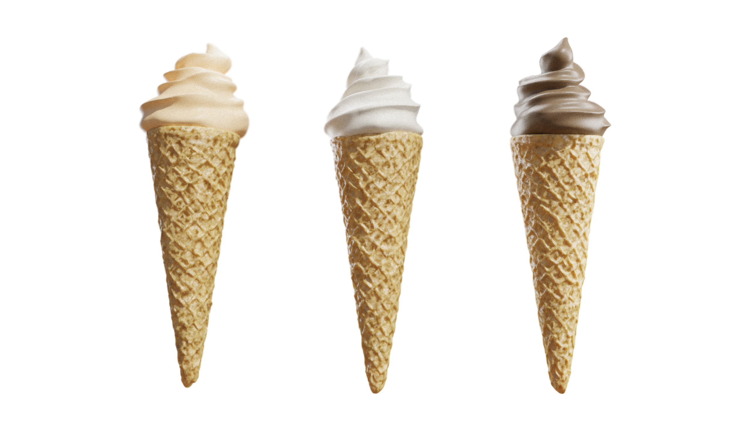 Soft Serve Ice Cream Cone 3D model_2