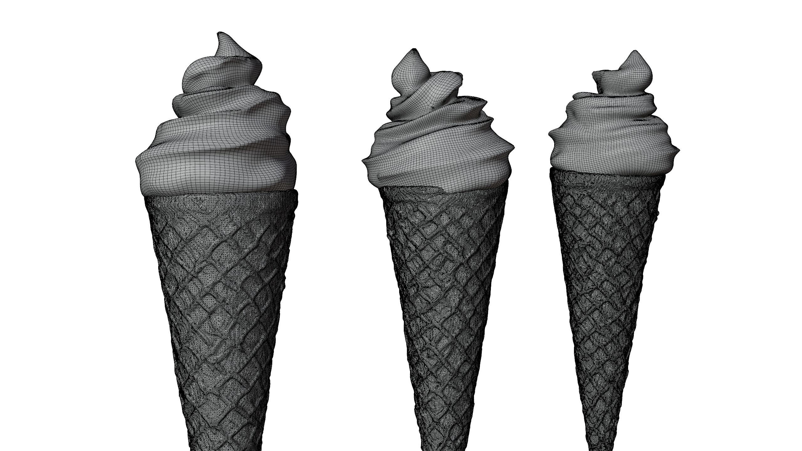 Soft Serve Ice Cream Cone 3D model_9