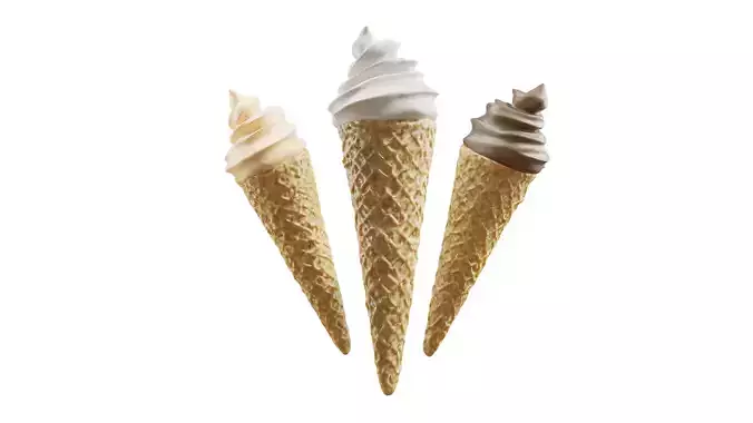 Soft Serve Ice Cream Cone 3D model