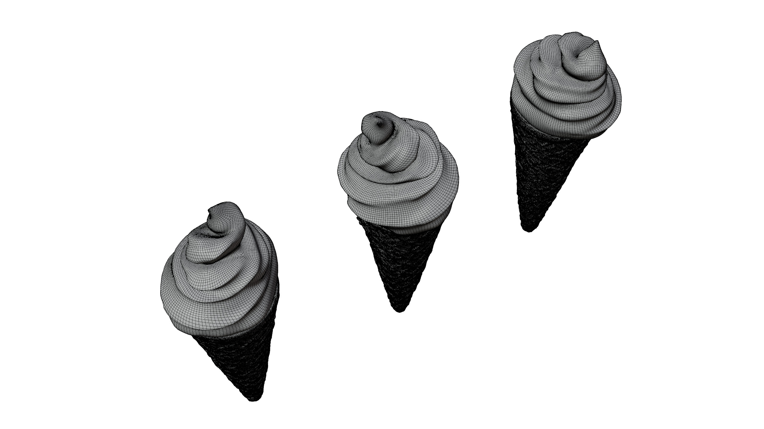 Soft Serve Ice Cream Cone 3D model_10