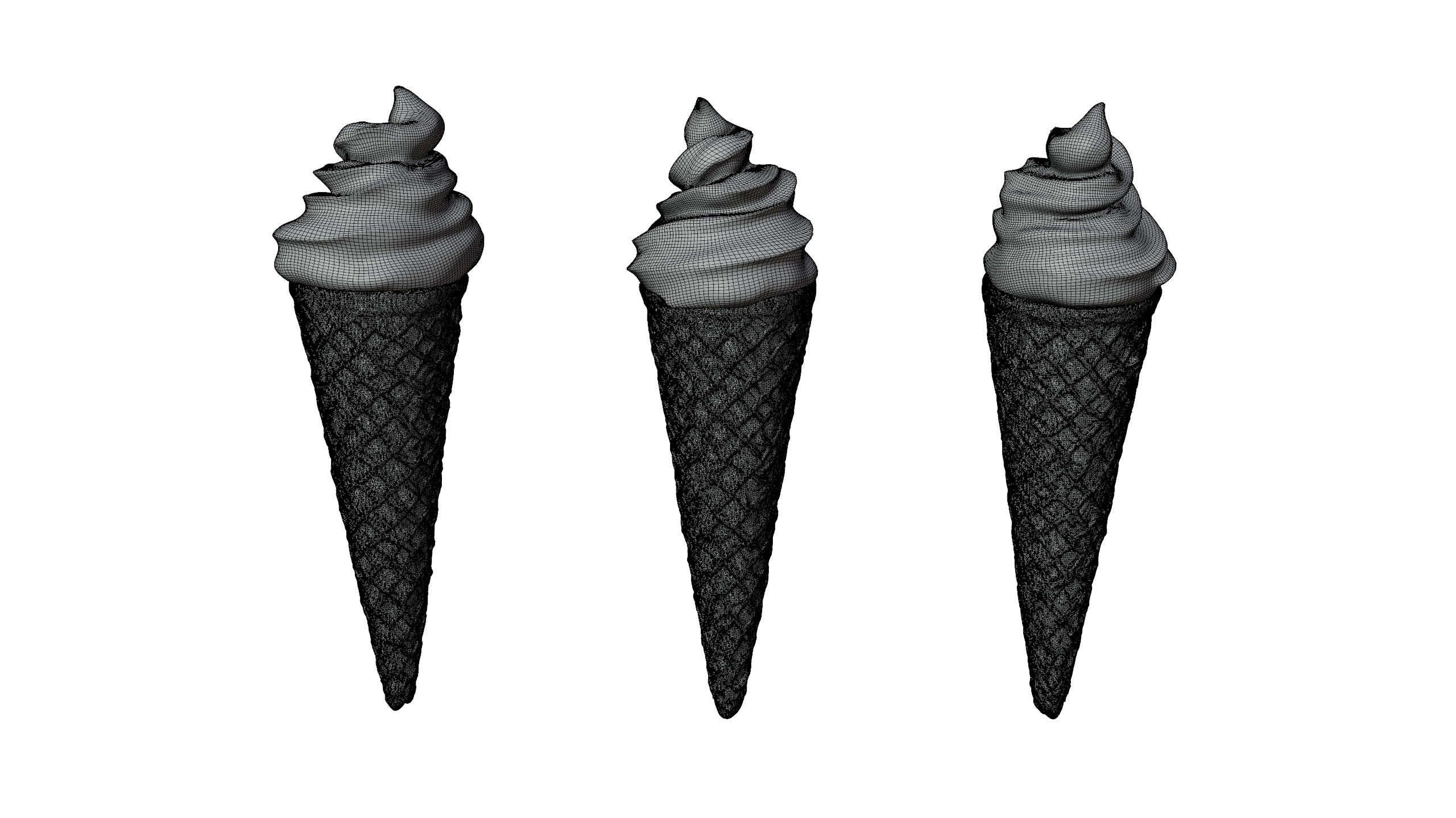 Soft Serve Ice Cream Cone 3D model_7