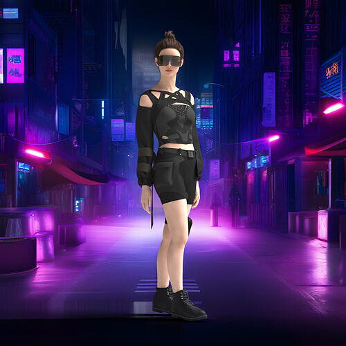 Women cyberpunk outfit Clo3d 3D model
