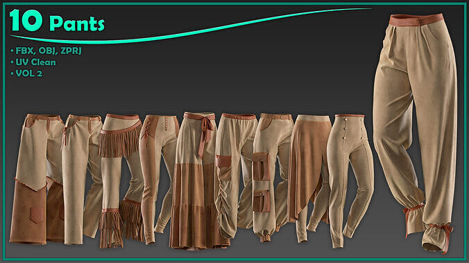 10 female pants 3D model
