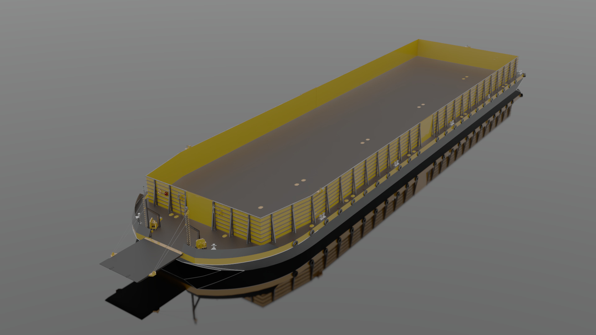 Detailed Barge Ship 3D Model Scale Accurate  3D model_7
