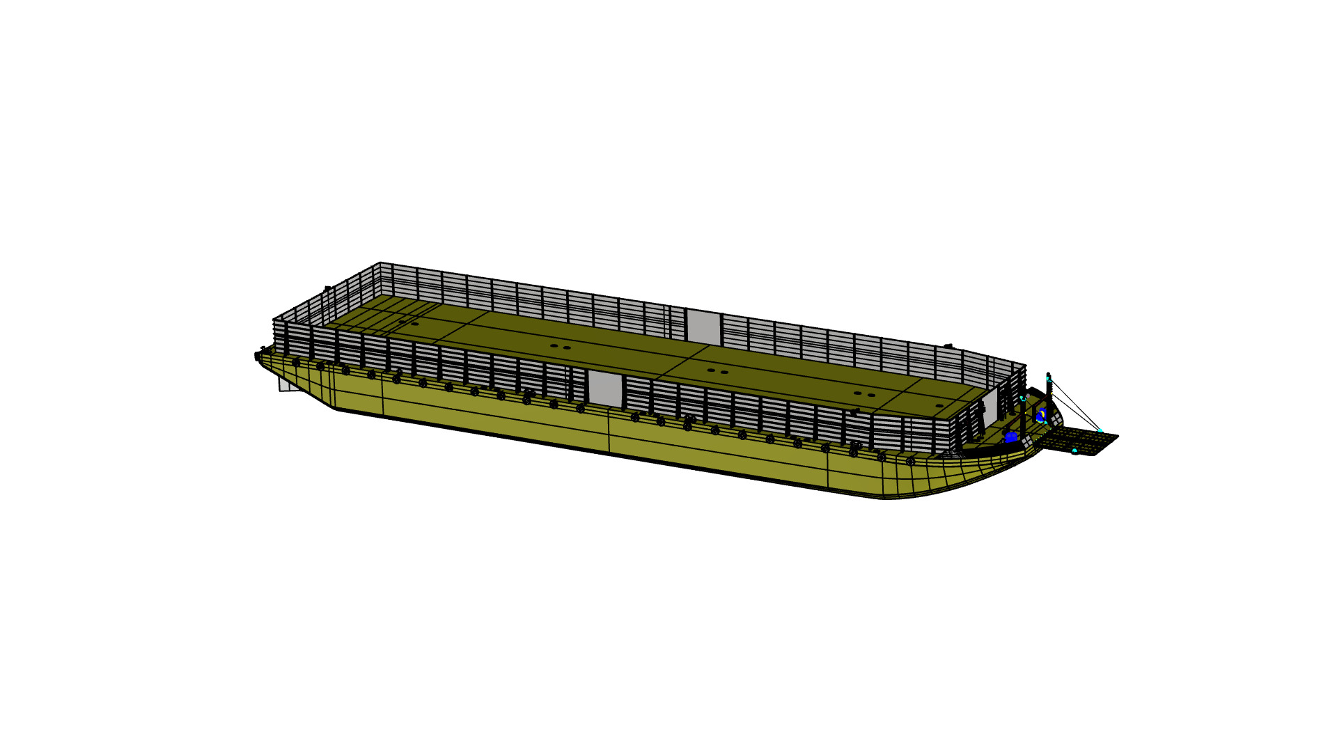 Detailed Barge Ship 3D Model Scale Accurate  3D model_5