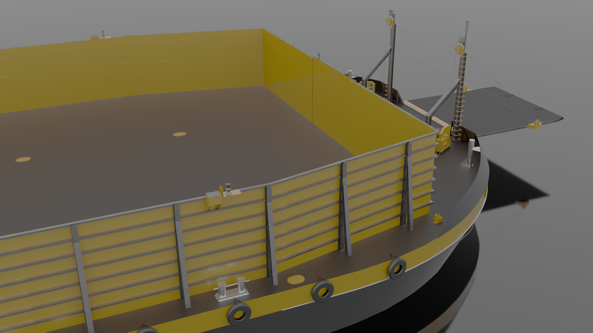 Detailed Barge Ship 3D Model Scale Accurate  3D model_6