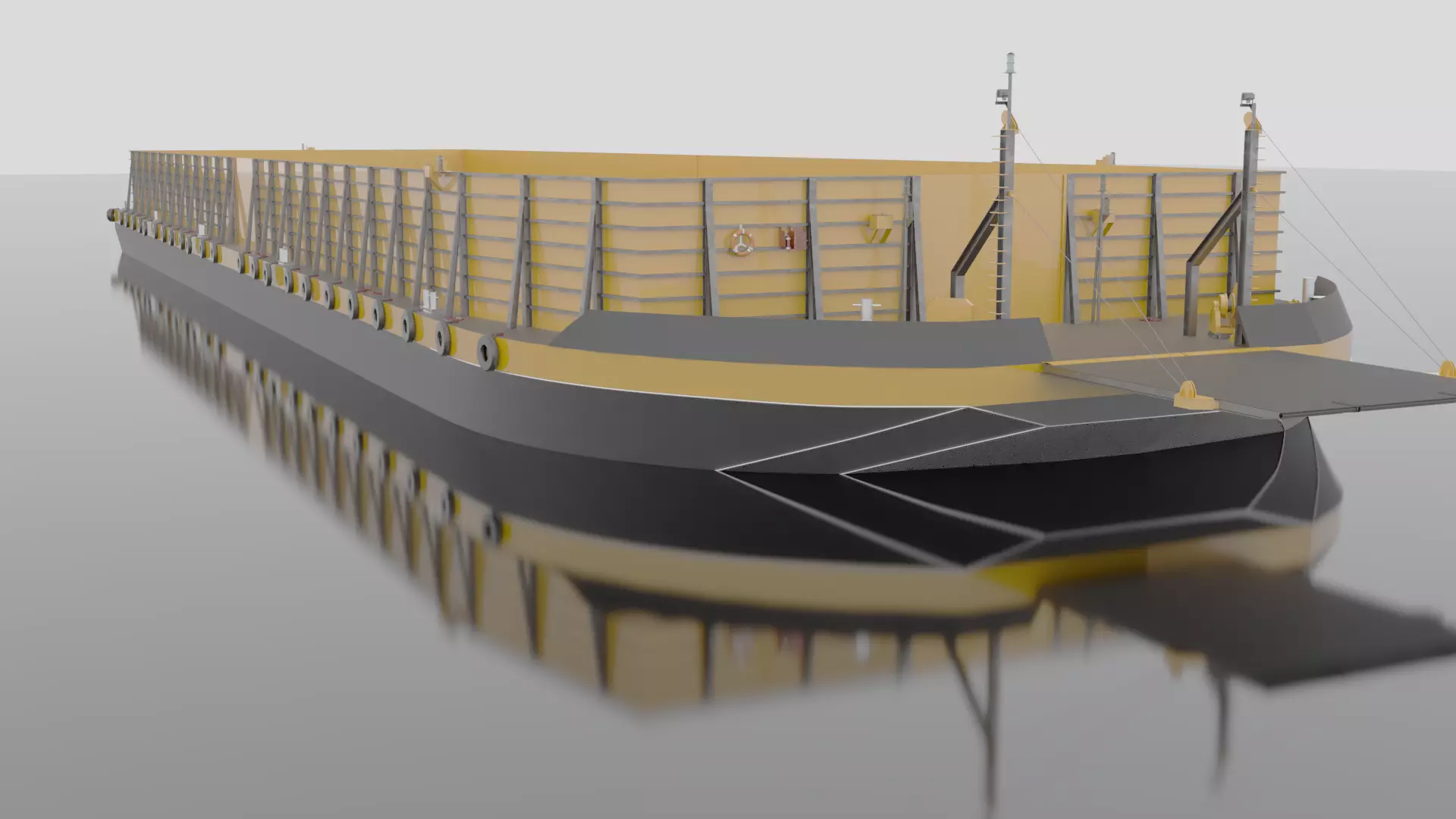 Detailed Barge Ship 3D Model Scale Accurate  3D model_0