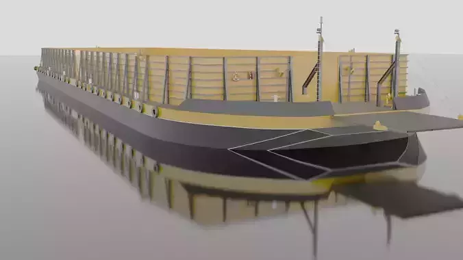 Detailed Barge Ship 3D Model Scale Accurate 