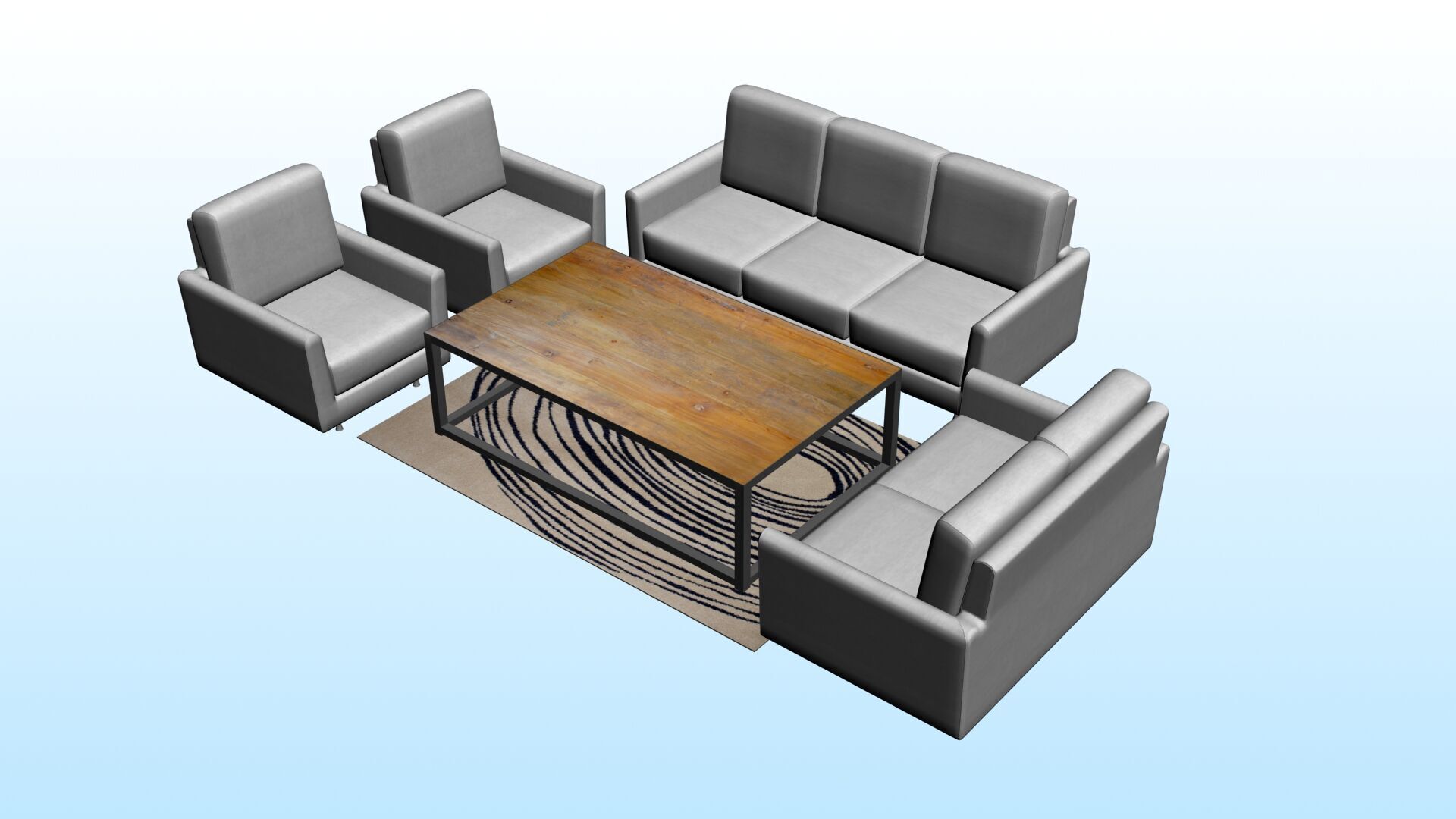 SOFA SET WITH CARPET 03 3D model_2
